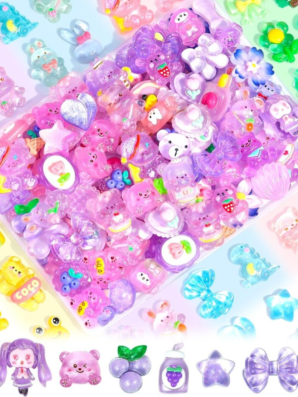 100PCS Cute Slime Charms, Kawaii Flatback Resin Charms